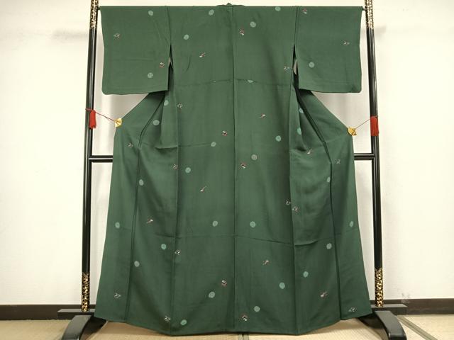 平和屋着物▽上質な小紋　単衣　絞り　花丸文　正絹　逸品　AAAW1582fy 平和屋着物▽上質な小紋 単衣 絞り 花丸文 正絹 逸品 AAAW1582fy