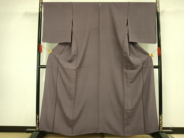 平和屋着物▽上質な色無地 単衣 葡萄鼠色 正絹 逸品 AAAW1583fy 