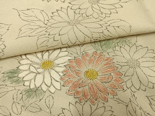 平和屋着物▽訪問着 単衣 手描き 草花文 正絹 逸品 AAAW1598fy