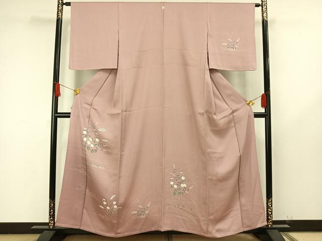 平和屋着物▽訪問着 単衣 作家物 草花文 正絹 逸品 AAAZ1757fy