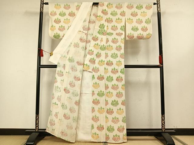 平和屋着物■上質な小紋　草花文　鬼しぼ縮緬　正絹　逸品　未使用　AAAJ1114Aog 平和屋着物□上質な小紋 草花文 鬼しぼ縮緬 正絹 逸品 CAAQ5344kb