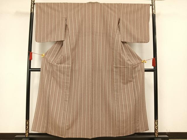 平和屋着物▽上質な小紋　単衣　縞　正絹　逸品　AAAW1606fy 平和屋着物▽上質な小紋 単衣 縞 正絹 逸品 AAAW1606fy