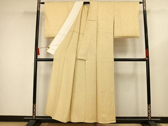 平和屋着物▽上質な色無地 単衣 草花地紋 砥粉色 正絹 逸品