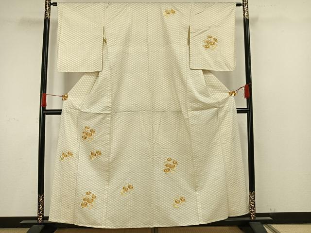 平和屋着物▽訪問着　単衣　総刺繍　橘文　金銀糸　金彩　正絹　逸品　未使用　AAAW1611fy
