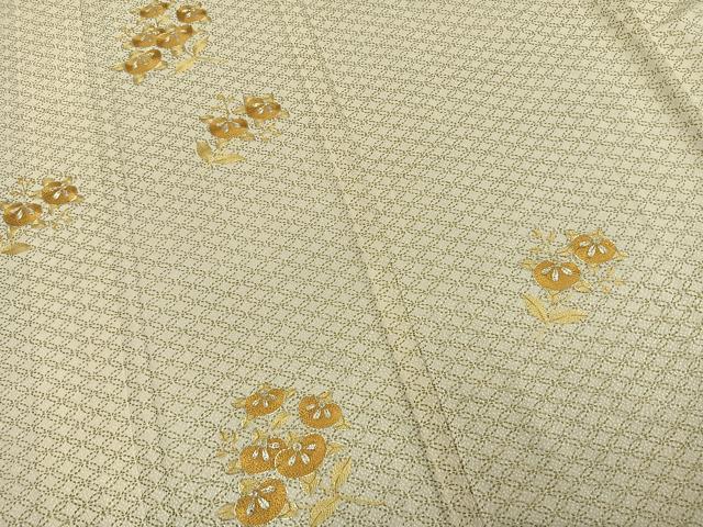 平和屋着物▽訪問着 単衣 総刺繍 橘文 金銀糸 金彩 正絹