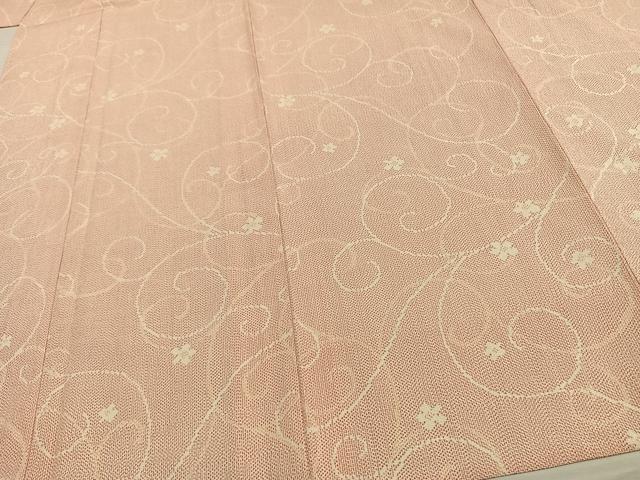 平和屋着物▽お召 単衣 花唐草文 正絹 逸品 AAAW1622fy