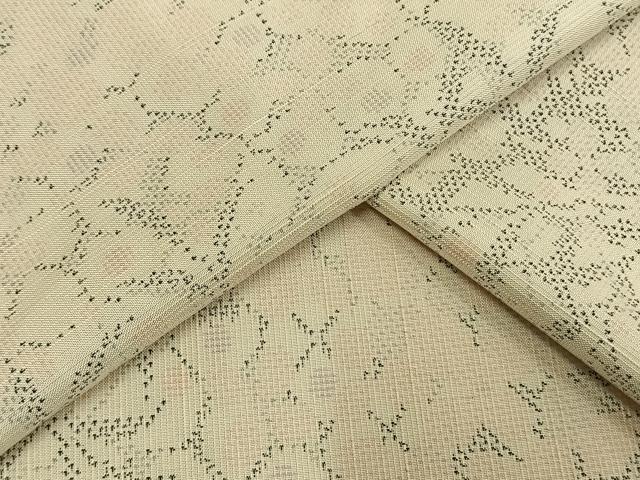 平和屋着物▽上質な紬　単衣　草花間道　正絹　逸品　AAAW1629fy