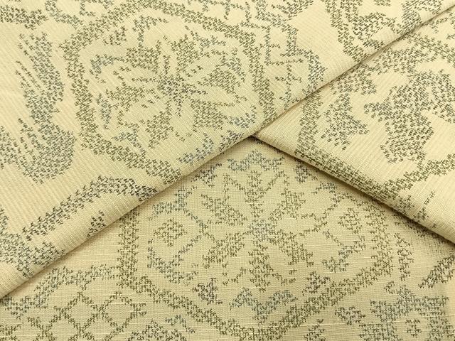 平和屋着物▽上質な紬　単衣　亀甲花文　正絹　逸品　AAAW1630fy