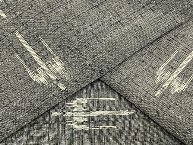 平和屋着物▽上質な紬　単衣　飛鳥文　正絹　逸品　AAAW1631fy