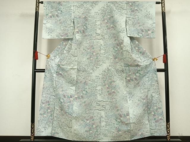 平和屋着物▽小紋　単衣　御所車草花文　洗える着物　AAAW1668fy 平和屋着物▽上質な小紋 単衣 風景花文 正絹 逸品 AAAZ9211fy 【公式通販】