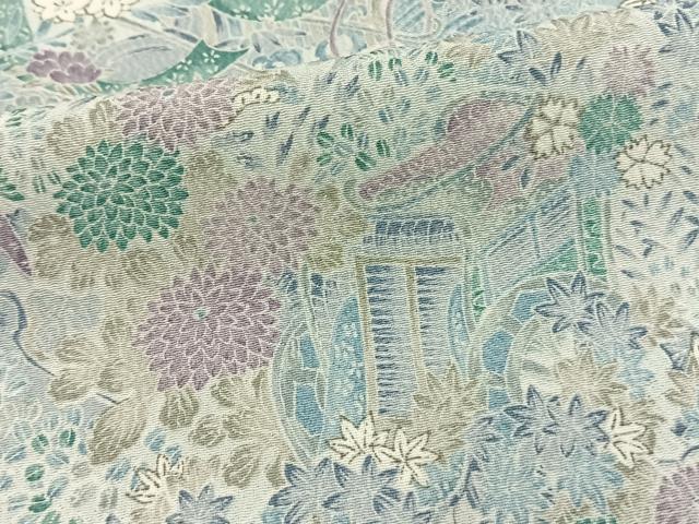 平和屋着物▽小紋 単衣 御所車草花文 洗える着物 AAAW1668fy 【公式通販】