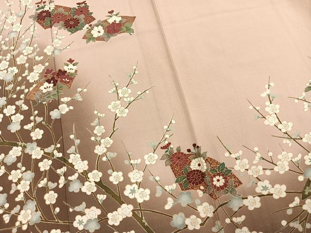 平和屋着物▽訪問着 単衣 地紙花文 金彩 正絹 逸品 AAAW1673fy