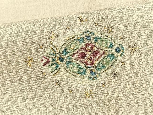 平和屋着物▽お召　単衣　紬地　絞り　幾何学文様　ロング丈　正絹　逸品　AAAW1702fy 平和屋着物▽お召 単衣 紬地 絞り 幾何学文様 ロング丈 正絹