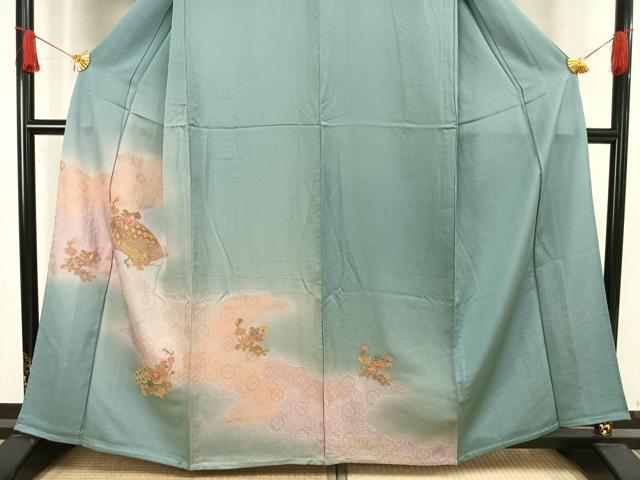 平和屋着物▽訪問着　単衣　中国三大刺繍　汕頭刺繍　スワトウ刺繍　地紙花文　金彩　正絹　逸品　AAAW1707fy_2