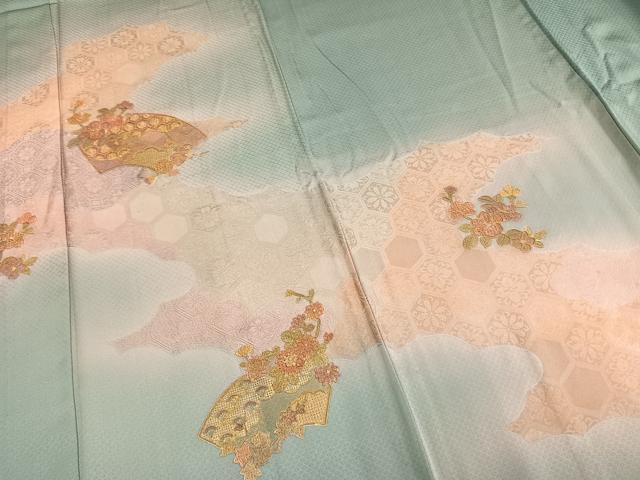 平和屋着物▽訪問着　単衣　中国三大刺繍　汕頭刺繍　スワトウ刺繍　地紙花文　金彩　正絹　逸品　AAAW1707fy_3