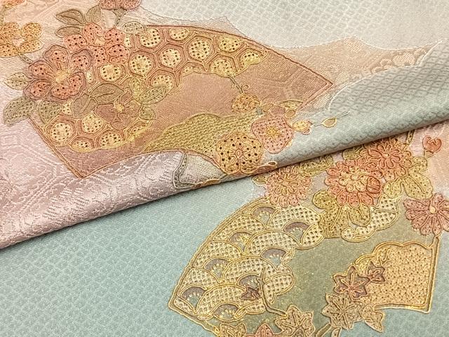 平和屋着物▽訪問着　単衣　中国三大刺繍　汕頭刺繍　スワトウ刺繍　地紙花文　金彩　正絹　逸品　AAAW1707fy_4