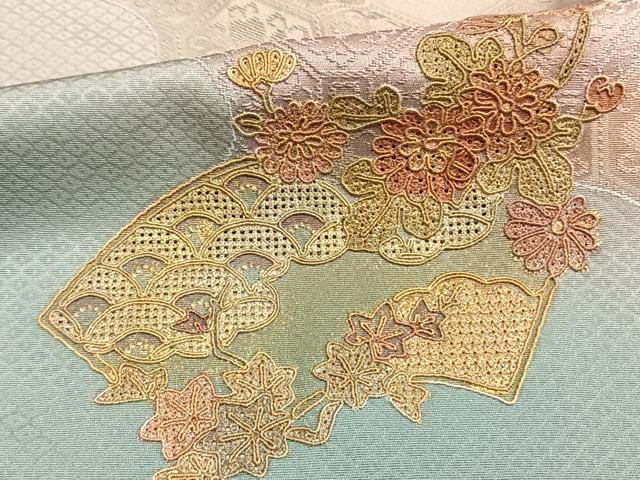 平和屋着物▽訪問着　単衣　中国三大刺繍　汕頭刺繍　スワトウ刺繍　地紙花文　金彩　正絹　逸品　AAAW1707fy_5
