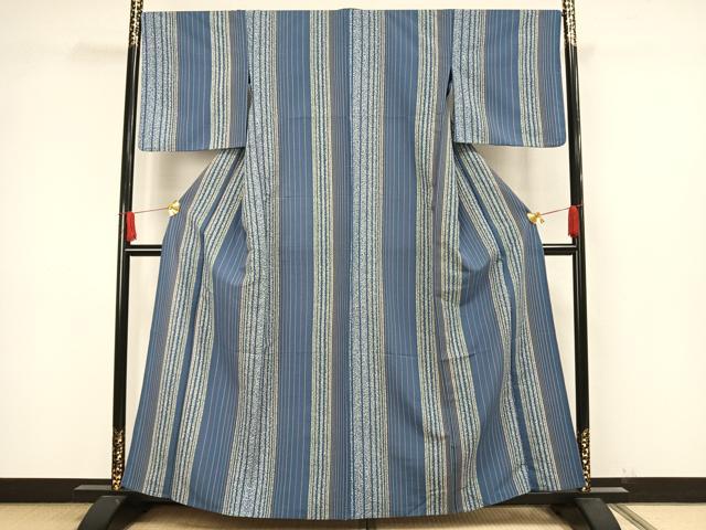 平和屋着物▽小紋 単衣 縞 洗える着物 AAAW1725fy