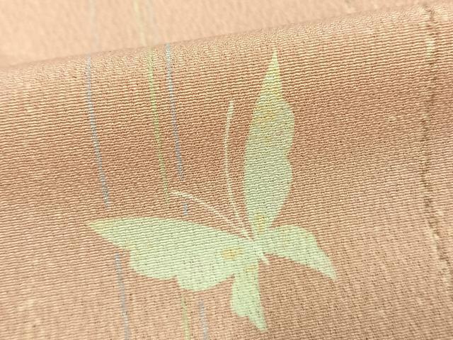 平和屋着物▽小紋 単衣 舞蝶文 ロング丈 洗える着物 AAAW1736fy