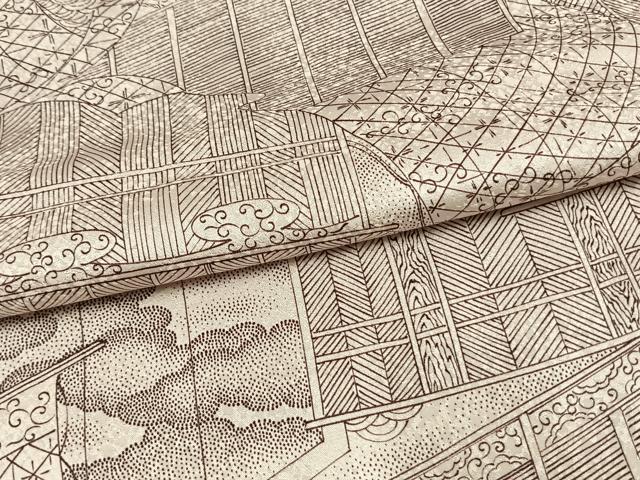 平和屋着物▽上質な小紋　単衣　雲取り几帳文　正絹　逸品　AAAW1759fy