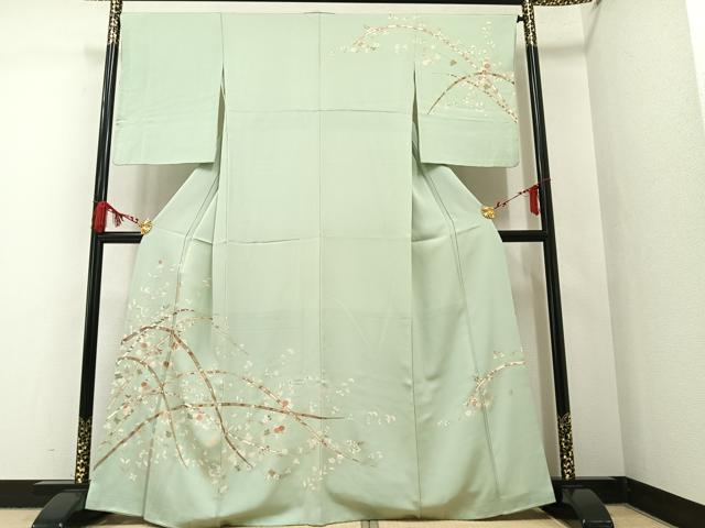 平和屋着物○訪問着 駒刺繍 枝花文 金彩 ロング丈 正絹 逸品