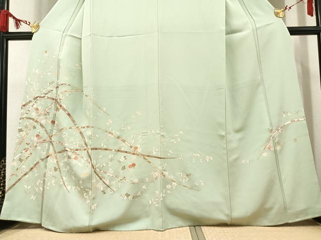 平和屋着物○訪問着 駒刺繍 枝花文 金彩 正絹 逸品 AAAW1839ph