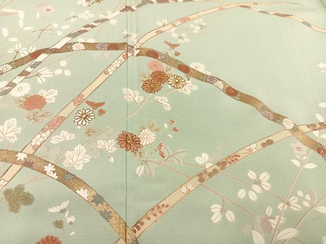 平和屋着物○訪問着 駒刺繍 枝花文 金彩 正絹 逸品 AAAW1839ph