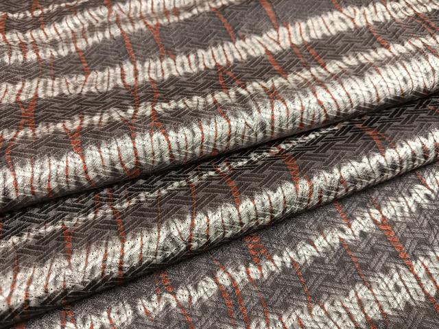 平和屋着物●上質な小紋　杢目絞り　横段文　正絹　逸品　AAAW1849ph