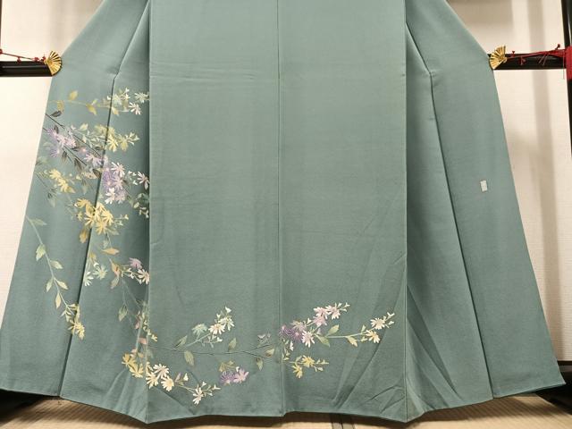 平和屋着物○十日町友禅 女流作家 遠田藤舟 訪問着 草花文 正絹