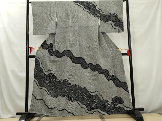 平和屋着物●訪問着　総絞り　吉祥花文　黒地　正絹　逸品　AAAW2558cs