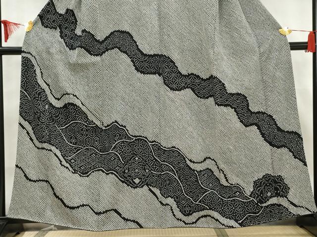 平和屋着物○訪問着 総絞り 吉祥花文 黒地 正絹 逸品 AAAW2558cs