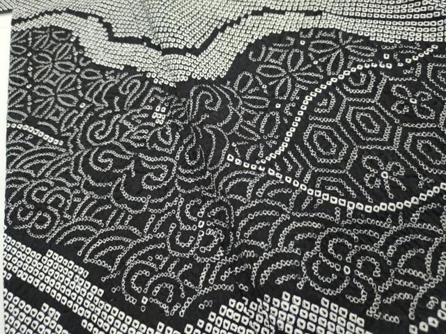 平和屋着物○訪問着 総絞り 吉祥花文 黒地 正絹 逸品 AAAW2558cs