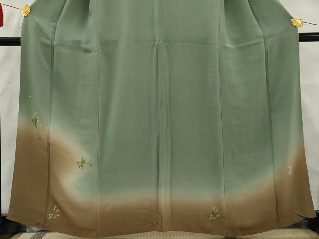 平和屋着物●人形作家・ホリヒロシ　訪問着　刺繍　草花文　金糸　金彩　鬼しぼ縮緬　正絹　逸品　AAAW2588cs 平和屋着物○人形作家・ホリヒロシ 訪問着 刺繍 草花文 金糸 金彩 鬼しぼ