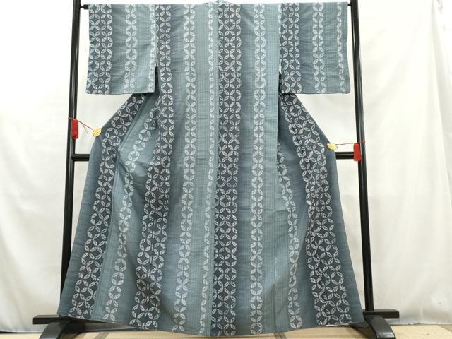 平和屋着物●上質な紬　絞り　七宝間道　正絹　逸品　AAAW2654cs