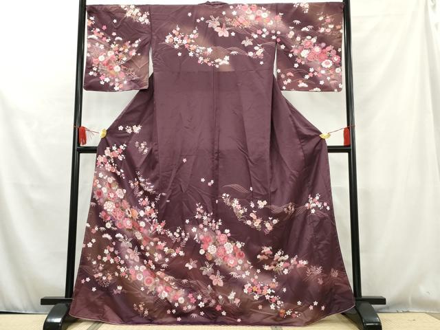 平和屋着物●H・L（アッシュエル）　HENRI-LUC CHAPUIS　訪問着　立波草花文　暈し染め　洗える着物　未使用　AAAW2670cs