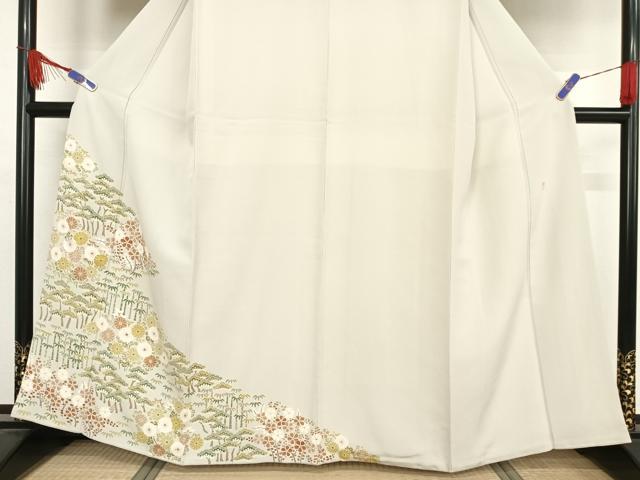 平和屋着物○西陣 じゅらく謹製 訪問着 聚蚕紬 刺繍 抽象文様 正絹