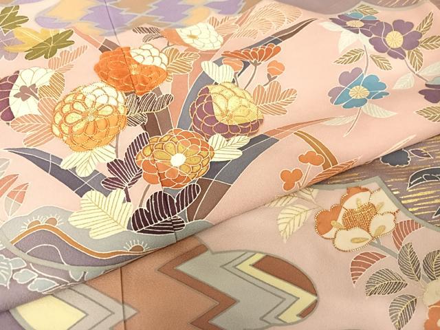 平和屋着物○創業460年・千總 訪問着 駒刺繍 草花文 金彩 