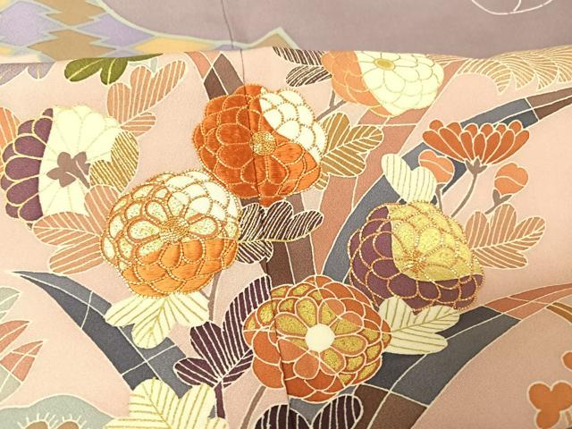 平和屋着物○創業460年・千總 訪問着 駒刺繍 草花文 金彩 