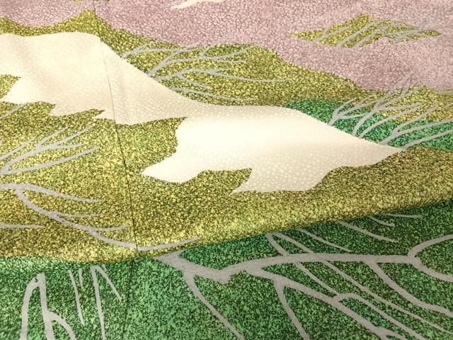 平和屋着物●訪問着　友禅　作家物　遠山樹林文　たたき染め　正絹　逸品　AAAW4016np 平和屋着物○訪問着 友禅 作家物 遠山樹林文 たたき染め 正絹 逸品