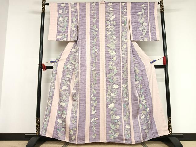 平和屋着物○上質な小紋 縞 三越扱い 正絹 逸品 CAAT7160vf