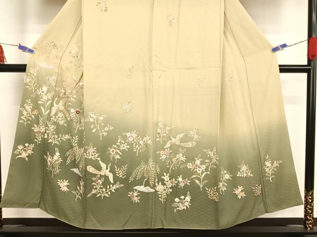 平和屋着物○訪問着 刺繍 鳳凰花文 暈し染め 金彩 正絹 逸品