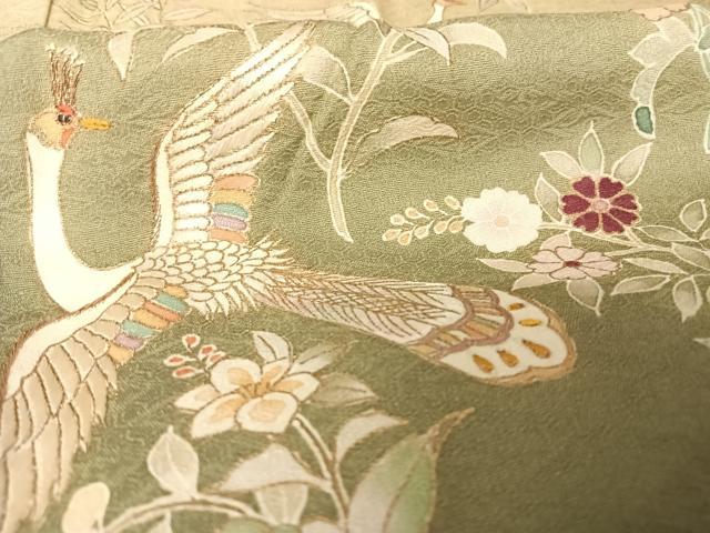 平和屋着物○訪問着 刺繍 鳳凰花文 暈し染め 金彩 正絹 逸品