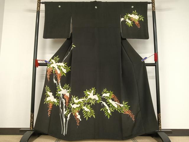 平和屋着物○名門 藤娘きぬたや・総絞り 九寸名古屋帯 舞蝶文 正絹