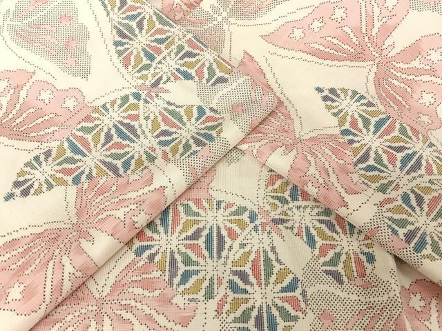 平和屋着物●本場大島紬　白大島　一元７マルキ　総絣　舞蝶文　正絹　逸品　未使用　AAAW4050np