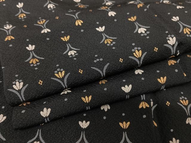 平和屋着物●極上　小紋　草花文　黒地　金彩　正絹　逸品　未使用　AAAW4057np