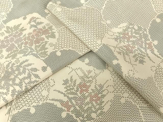 平和屋着物●本場大島紬　白大島　雪輪花文　正絹　逸品　AAAW4070np