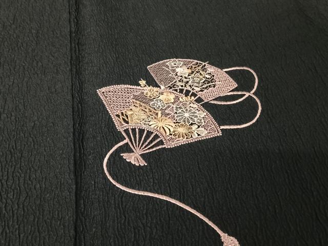 平和屋着物○訪問着 中国三大刺繍 汕頭刺繍 スワトウ刺繍 雪輪草花