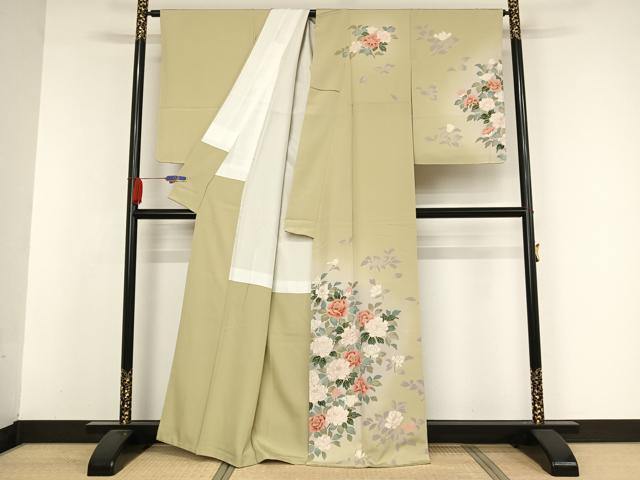 平和屋着物○訪問着 草花文 暈し染め 金彩 正絹 逸品 未使用