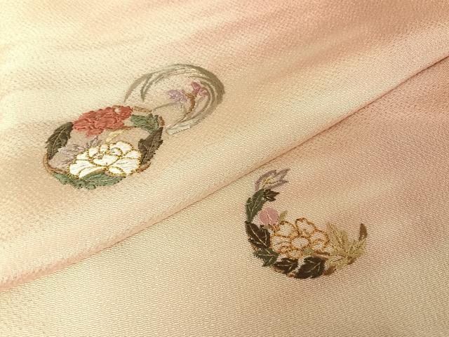 平和屋着物●総刺繍　訪問着　駒刺繍　花丸文　暈し染め　金糸　さざれちりめん　浜ちりめん　反端付き　正絹　逸品　未使用　AAAW4124np 平和屋着物○総刺繍 訪問着 駒刺繍 花丸文 暈し染め 金糸