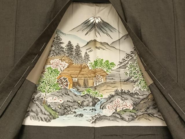 平和屋着物○男性 紬 アンサンブル 檳榔子色 正絹 逸品 未使用 AAAW4128np